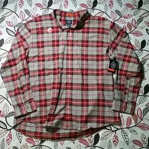 St. John's Bay Performance Red/Gray Plaid Shirt
